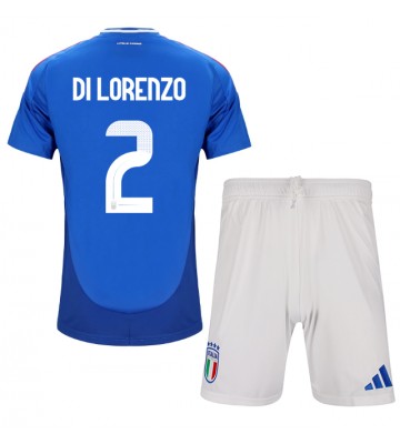 Italien Giovanni Di Lorenzo #2 Hjemmebanesæt Børn EM 2024 Kort ærmer (+ korte bukser)